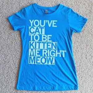 NWOT Next Level Turquoise T-shirt Cat Pun Size Medium